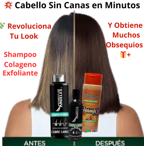 ✅💯 ¡ El Combo Perfecto para Mamá Anti-Edad Capilar-Cubrecanas+🎁Colageno+🎁 Exfoliante!e